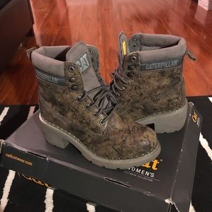Cat Footwear Ottawa Camo Heeled Leather Boots